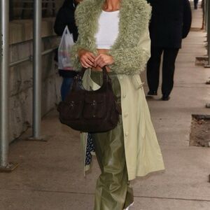 SAKS POTTS FOXY LEATHER COAT - SAGE GREEN  - Size 1 - XS